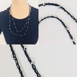 Handmade Crochet necklace with clear glass beads